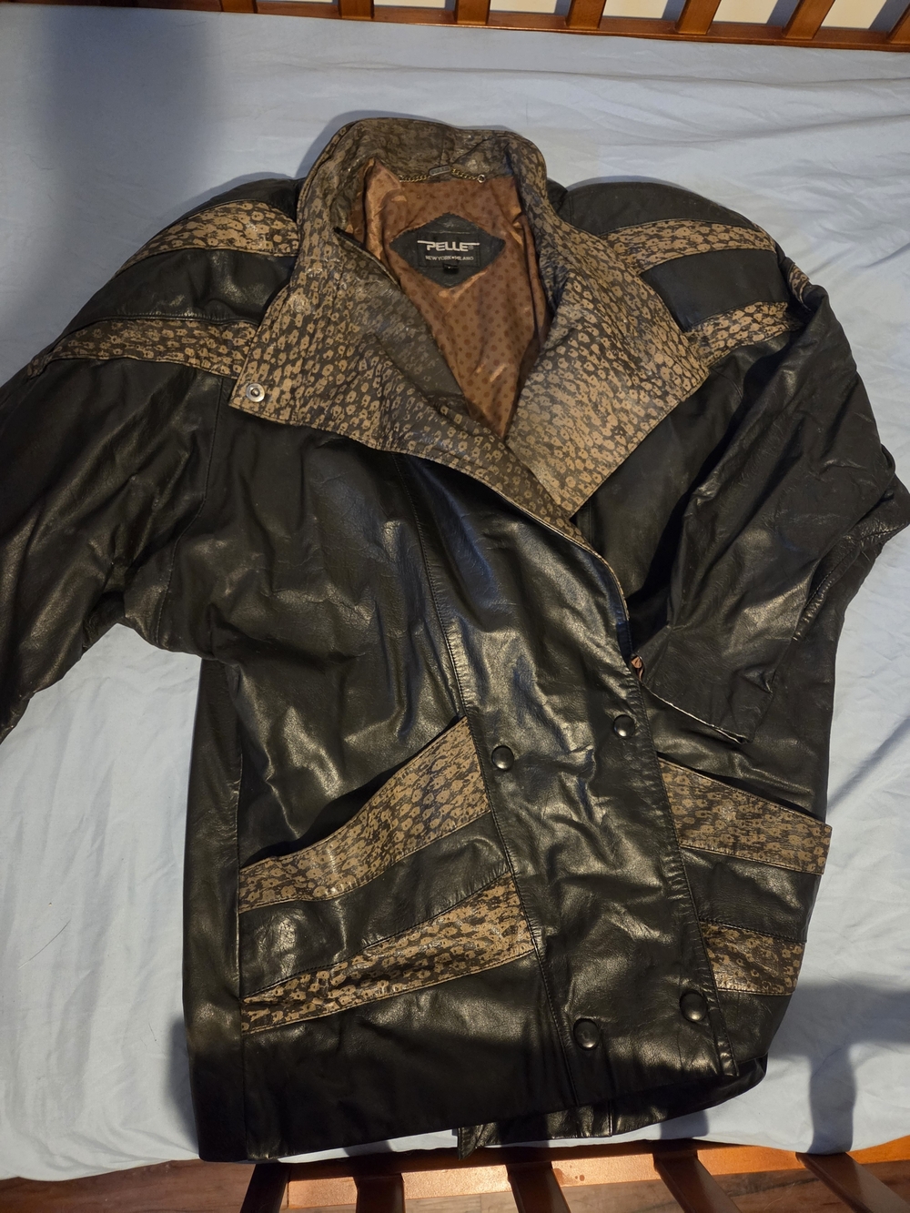 Pelle Vintage Black Genuine Leather Jacket with Brown Lining
